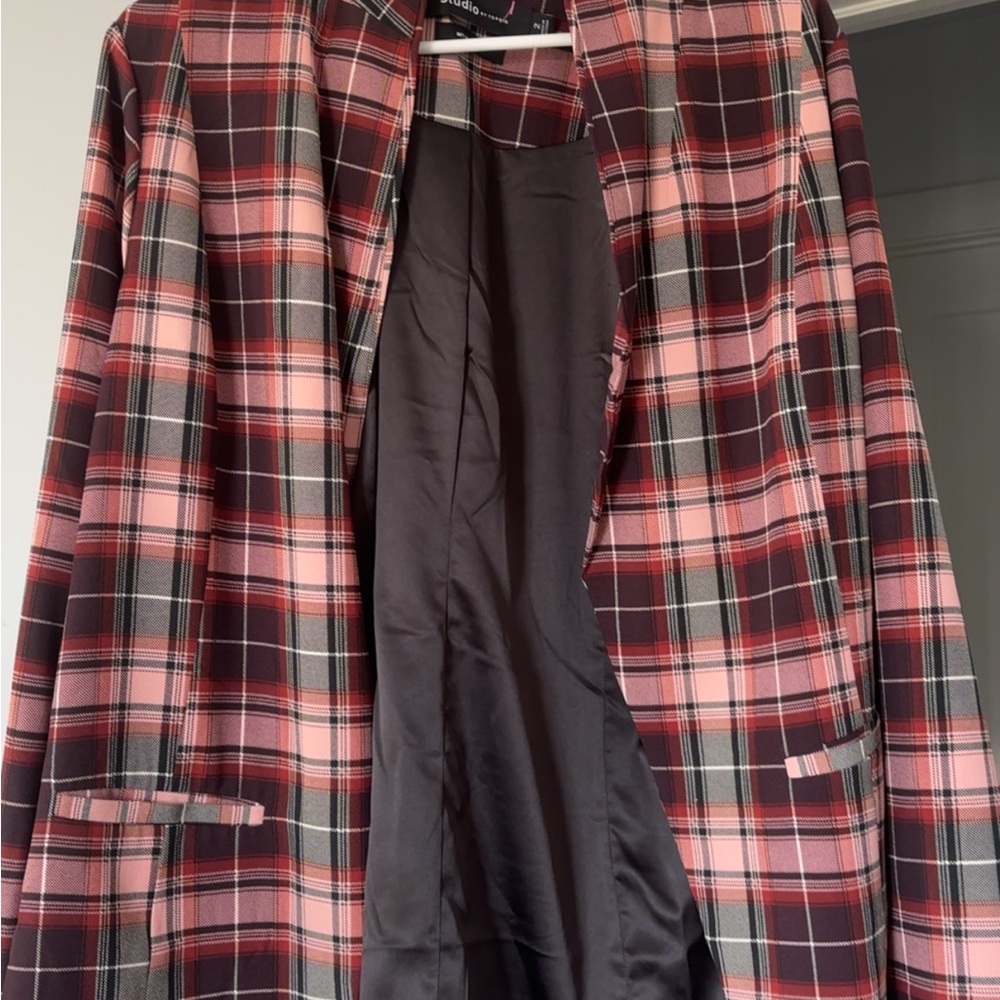 Torrid Pink and Black Plaid Blazer